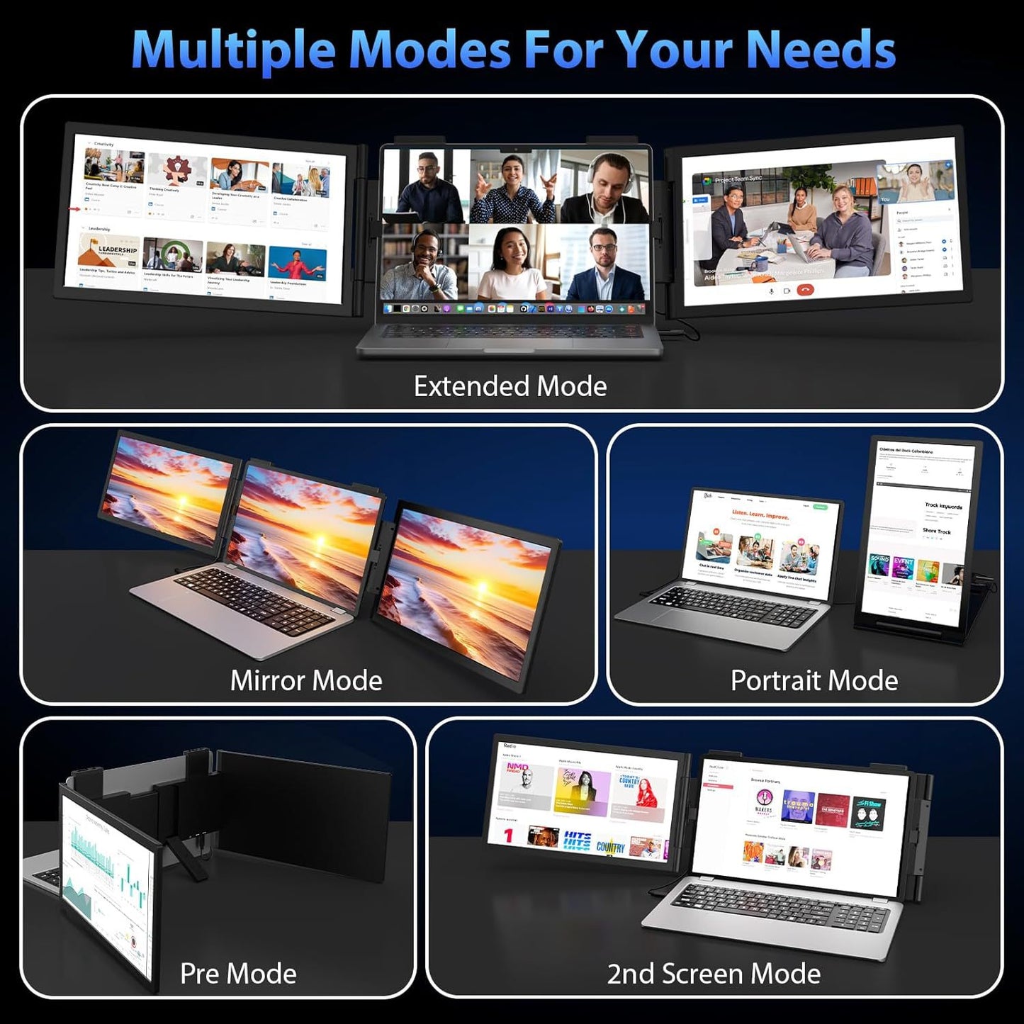14-inch Dual Screen Portable LCD Monitor