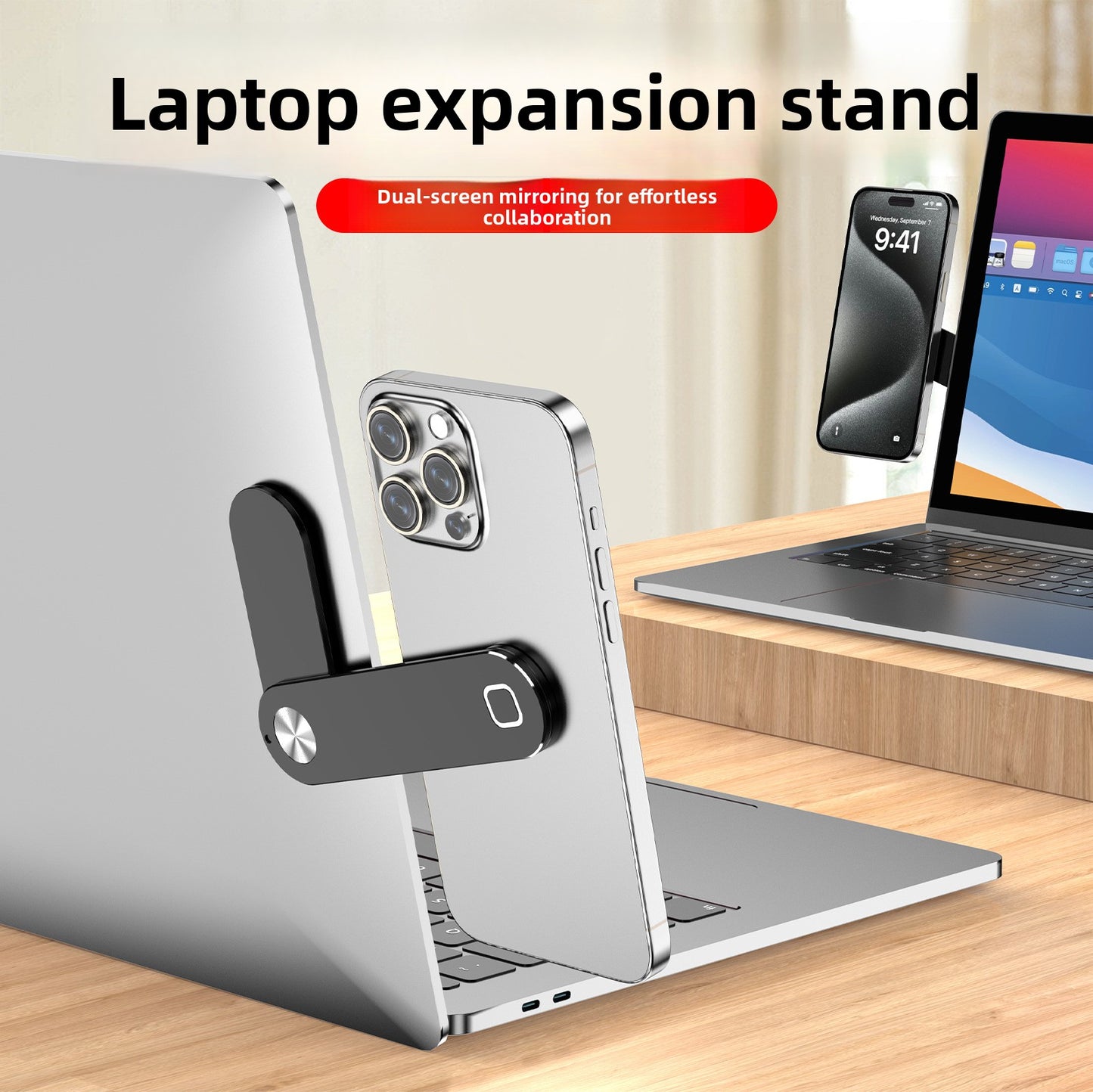 Portable laptop-phone extension stand